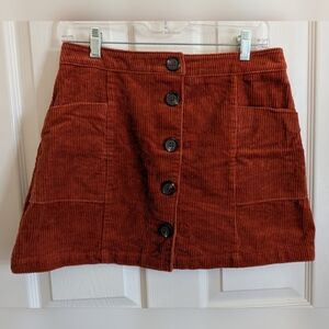Never Worn Chloe & Katie Brown ButtonUp Corduroy Mini Skirt Size Large 2 Pockets